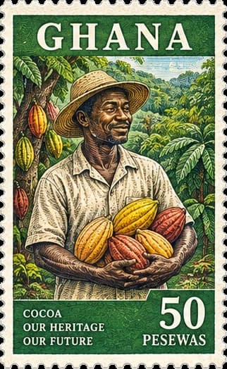 Ghana stamp, Cocoa farmer